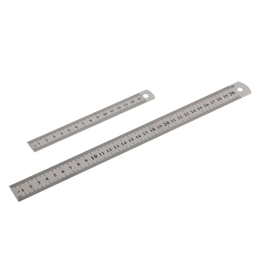 Double Side Stainless Steel Straight Ruler Metric Rule Precision Measuring Tool 15cm/6 inch 30cm/12 inch School Office Supplies