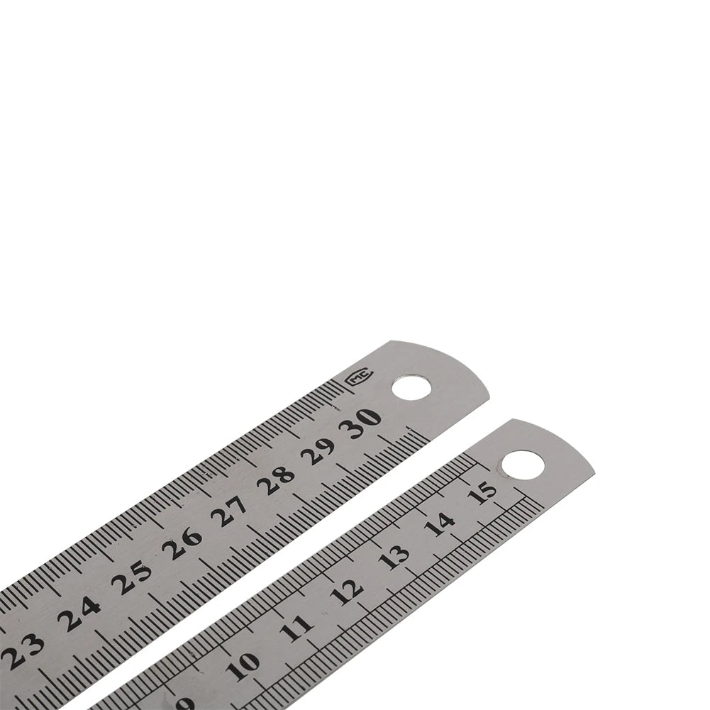 Double Side Stainless Steel Straight Ruler Metric Rule Precision Measuring Tool 15cm/6 inch 30cm/12 inch School Office Supplies