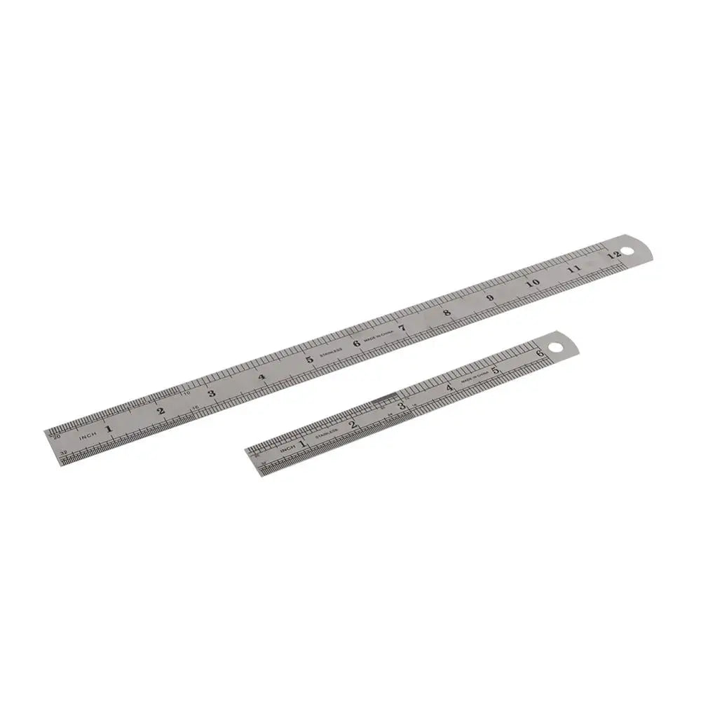 Double Side Stainless Steel Straight Ruler Metric Rule Precision Measuring Tool 15cm/6 inch 30cm/12 inch School Office Supplies