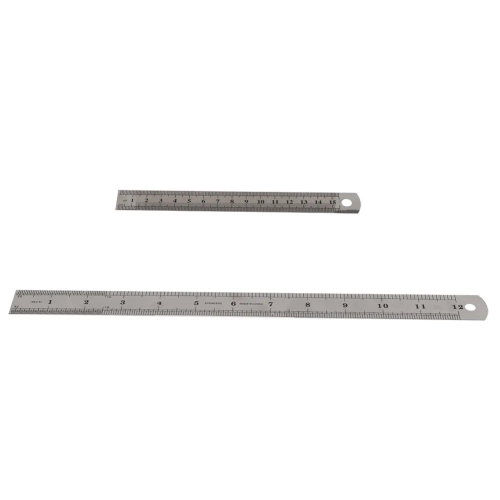 Double Side Stainless Steel Straight Ruler Metric Rule Precision Measuring Tool 15cm/6 inch 30cm/12 inch School Office Supplies