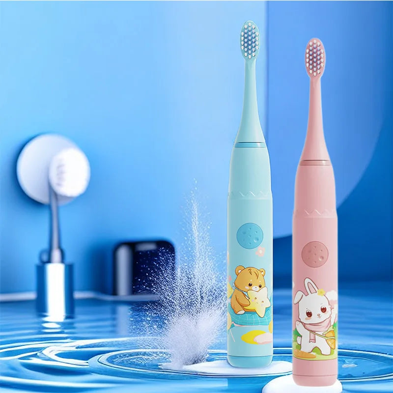 Children's Sonic Electric Toothbrush Colorful Cartoon Kids IPX7 Waterproof Ultrasonic Rechargeable Soft Hair Cleaning Brush