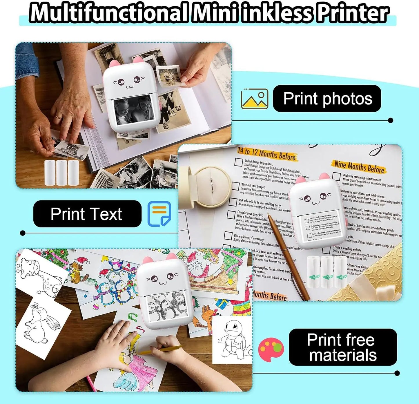 C9 MINI Portable Thermal Printer Wireless Label Memo Machine 200dpi Bluetooth Inkless Pocket Printer Phone Notes Printing Paper