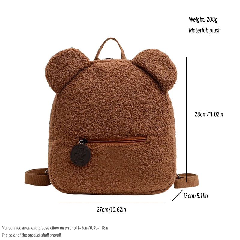 Plush Backpack Cute Little Bear Ear Backpack Large Capacity Cartoon Student Backpack