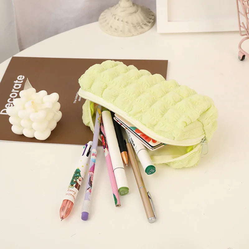 Puffs Cute Pencil Case Korean Stationery Pen Case Large Capacity Pencilcase School Supplies Pencil Pouch