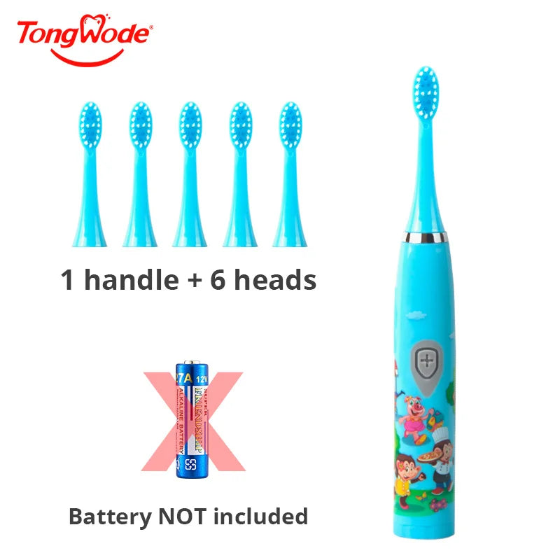 Children Sonic Electric Toothbrush Colorful Cartoon For Kids USB Rechargeable Soft Automatic Waterproof With Replacement Head