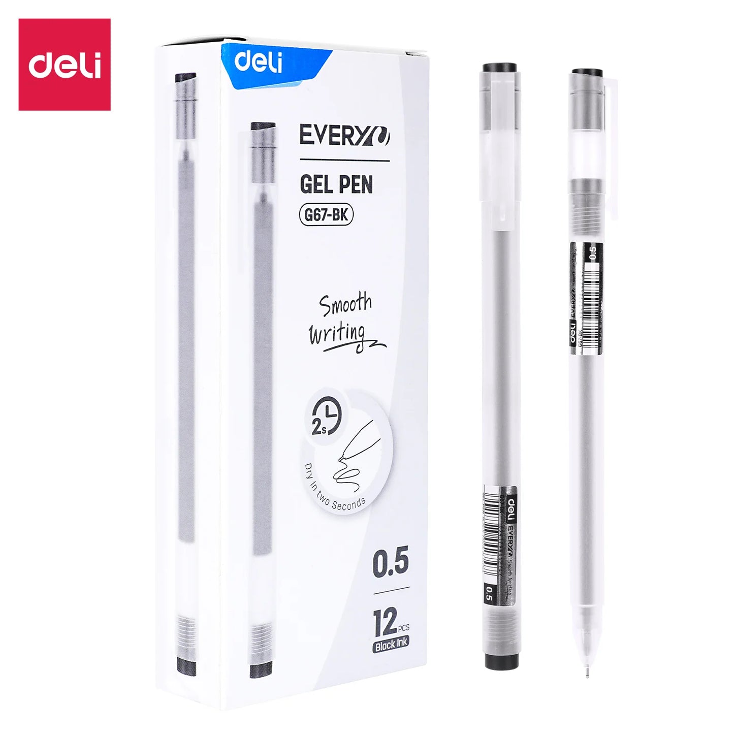 Deli 12Pcs/Set Gel Pen School Pens Set Pen 0.5MM Color Ink Stationery Student SuppliesWater-based Pen Writing Painting Tools