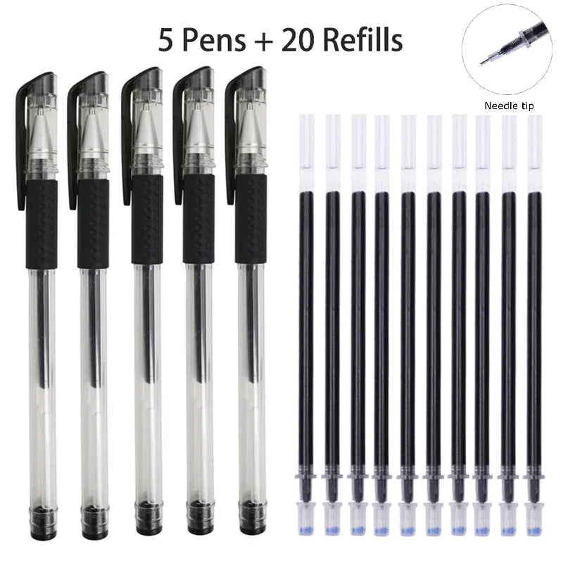 12/100 Pcs Ballpoint Pen + Refill Set Black Blue Red Ink Bullet 0.5mm Gel Pen School&Office Supplies Stationery Writing Tool