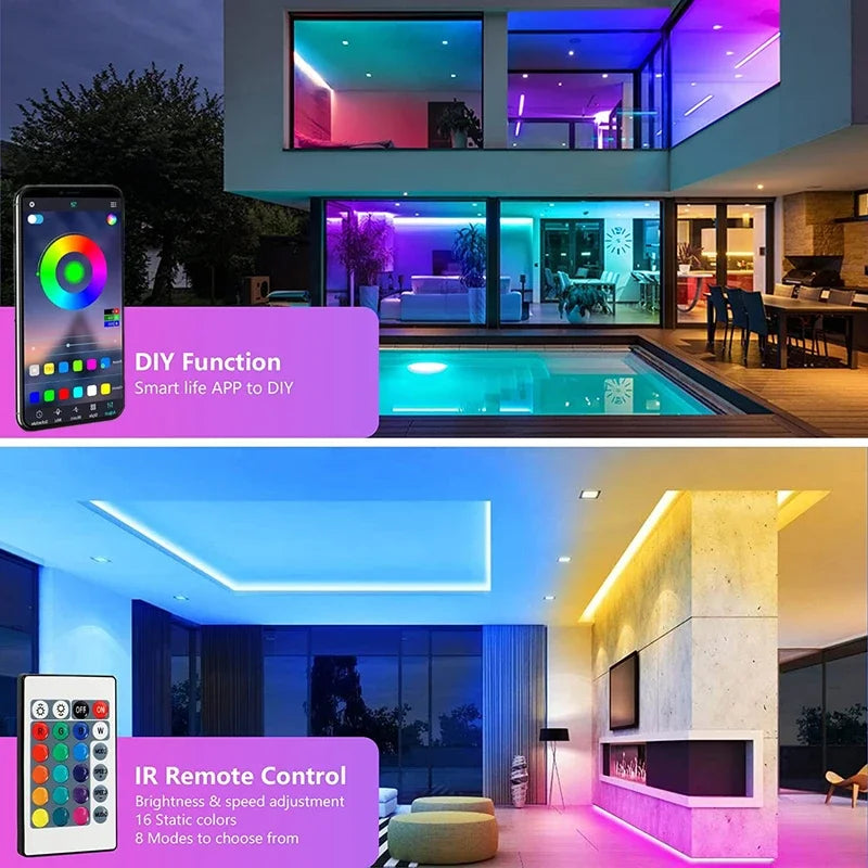 DC5V RGB LED Strip Light 1/2/3/4/5/10M USB 24key Bluetooth Remote Control Flexible Lamp Tape For TV Background Home Decor