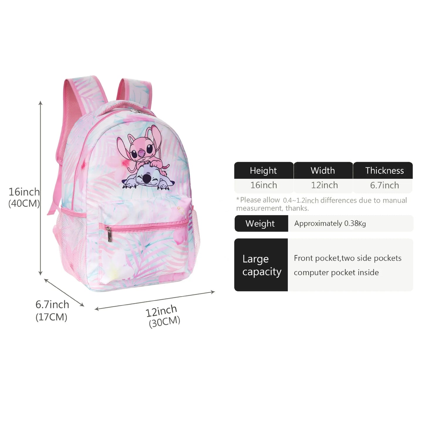 Stitch Primary School Bag Children's Cartoon Backpack Backpack Boys Girls Anime Kawaii Cartoon School Bag Mochila