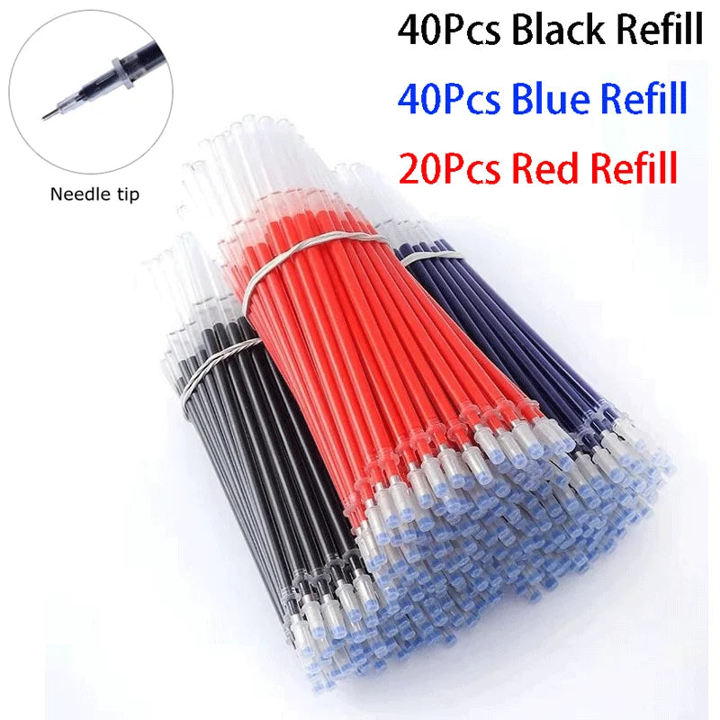 12/100 Pcs Ballpoint Pen + Refill Set Black Blue Red Ink Bullet 0.5mm Gel Pen School&Office Supplies Stationery Writing Tool