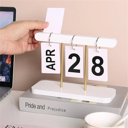 Modern Wooden Perpetual Calendar Flip Month Date Display Desktop Schedule Agenda Planner Home Decoration Office Ornament New