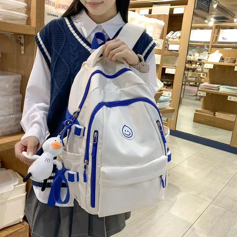 2024 Large Female Cute College Backpack Girl Travel Book Backpack Nylon Fashion Ladies Leisure Bag Women Laptop Men School Bags