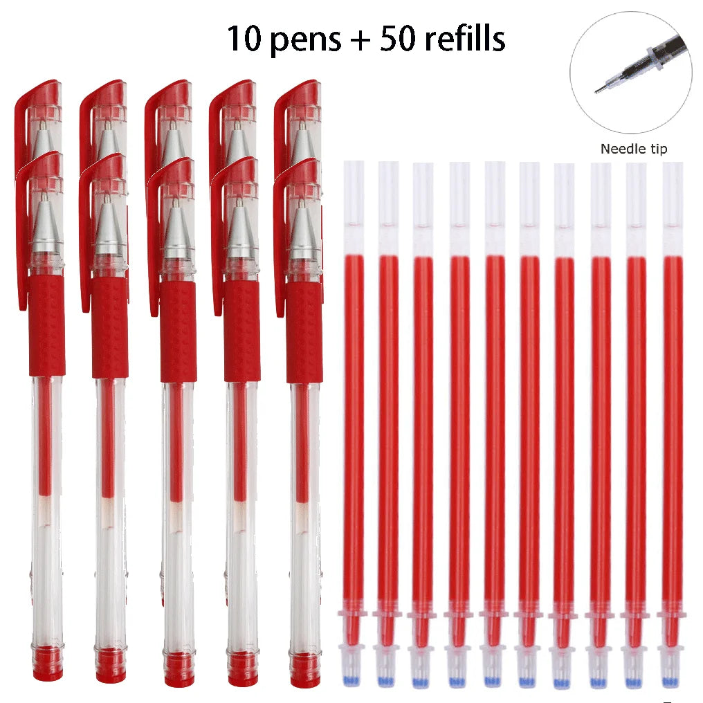 12/100 Pcs Ballpoint Pen + Refill Set Black Blue Red Ink Bullet 0.5mm Gel Pen School&Office Supplies Stationery Writing Tool