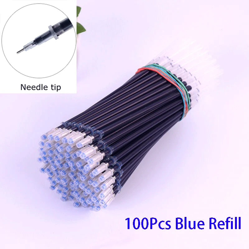 12/100 Pcs Ballpoint Pen + Refill Set Black Blue Red Ink Bullet 0.5mm Gel Pen School&Office Supplies Stationery Writing Tool