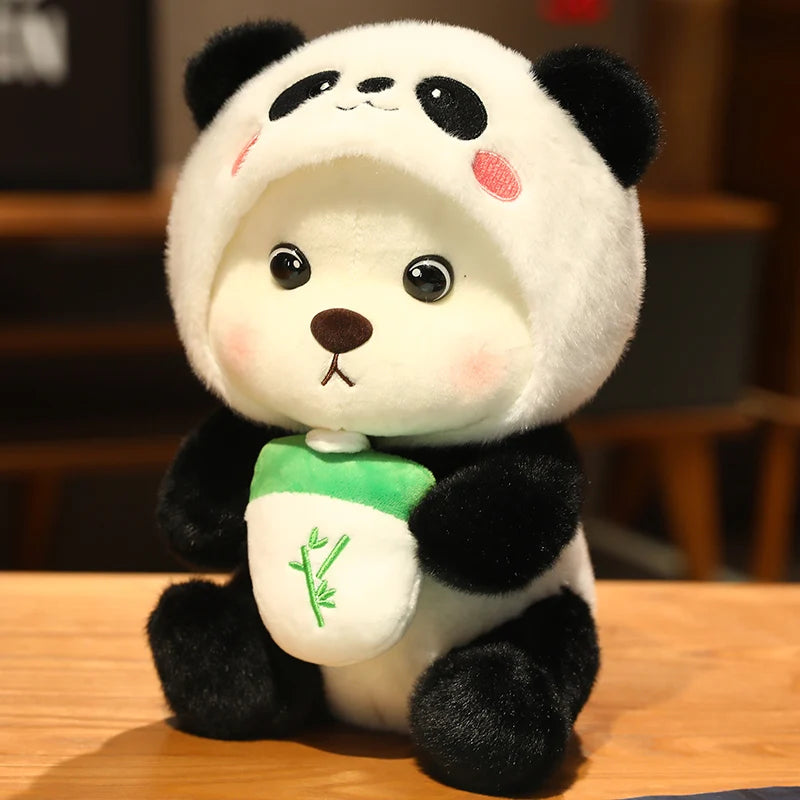 Promotion Kawaii Green  Jointed Bear Cosplay Panda Doll Plush Toy Cartoon  Animal Plushie Throw Pillow Birthday Gift Home Decor