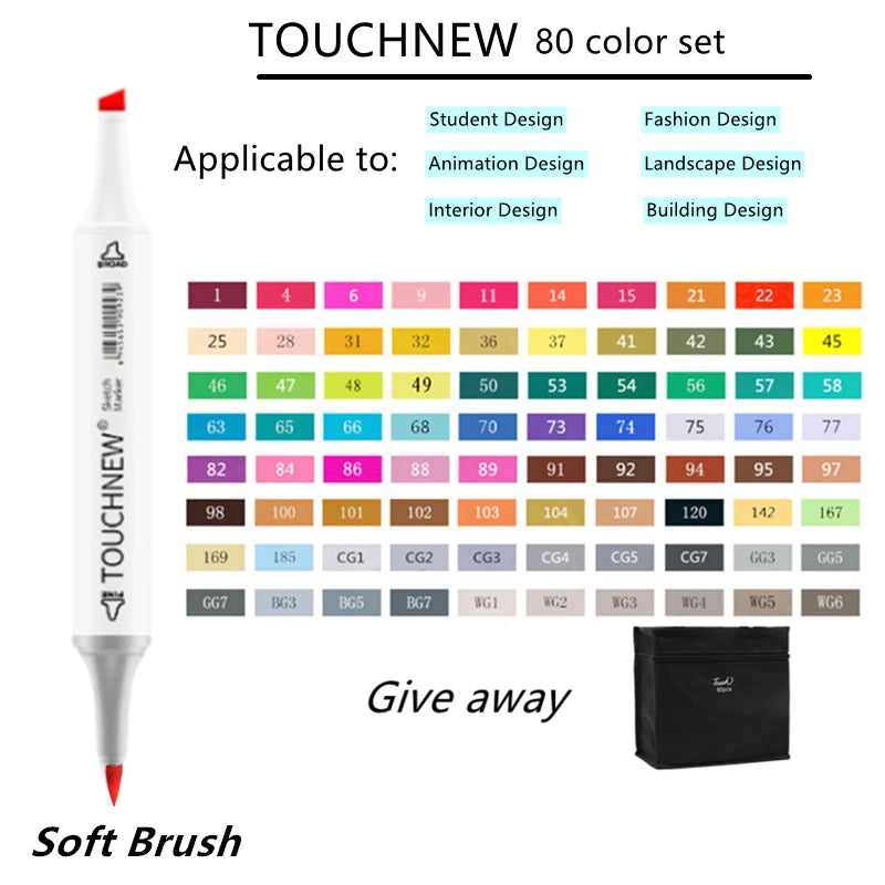 TOUCHNEW Sketching markers Soft brush Marker pen set  brush marker alcohol-based marker comic drawing animation art supplies