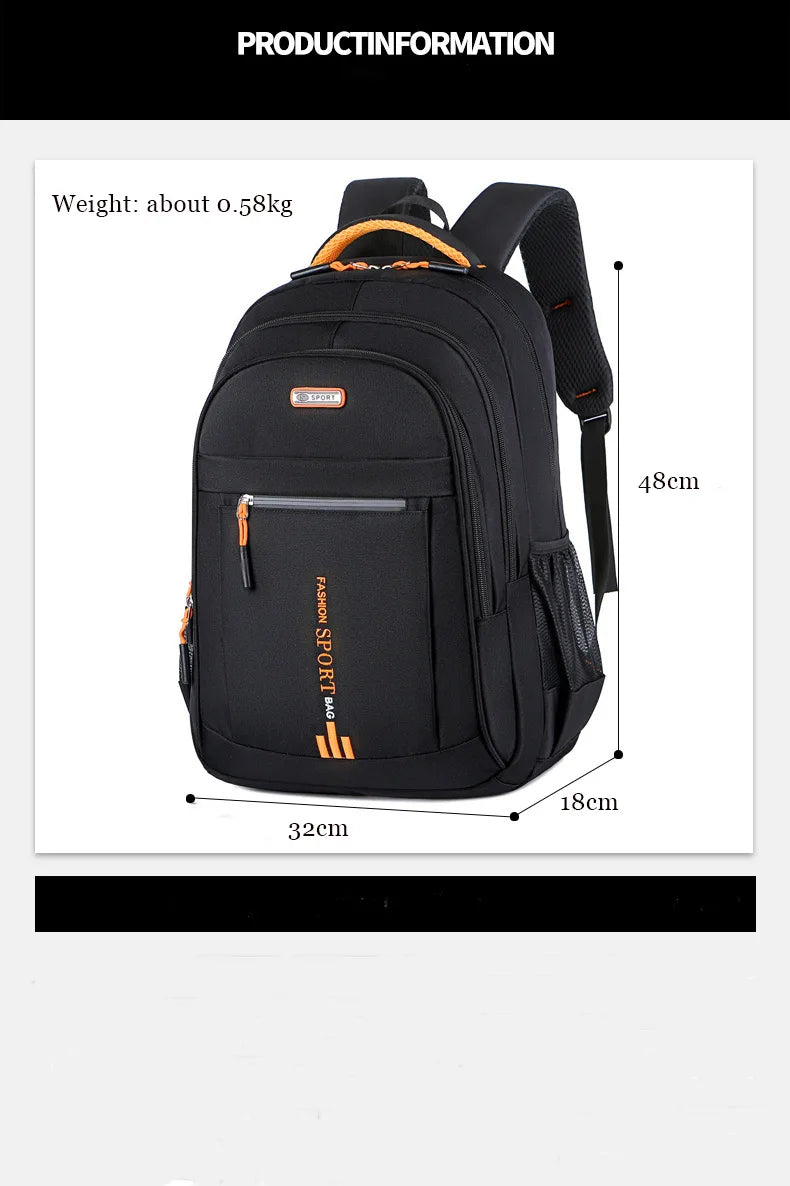 Backpack Men's Women's Oxford Cloth Backpack High Capacity Junior High School Student Schoolbag Men's Travel Backpack