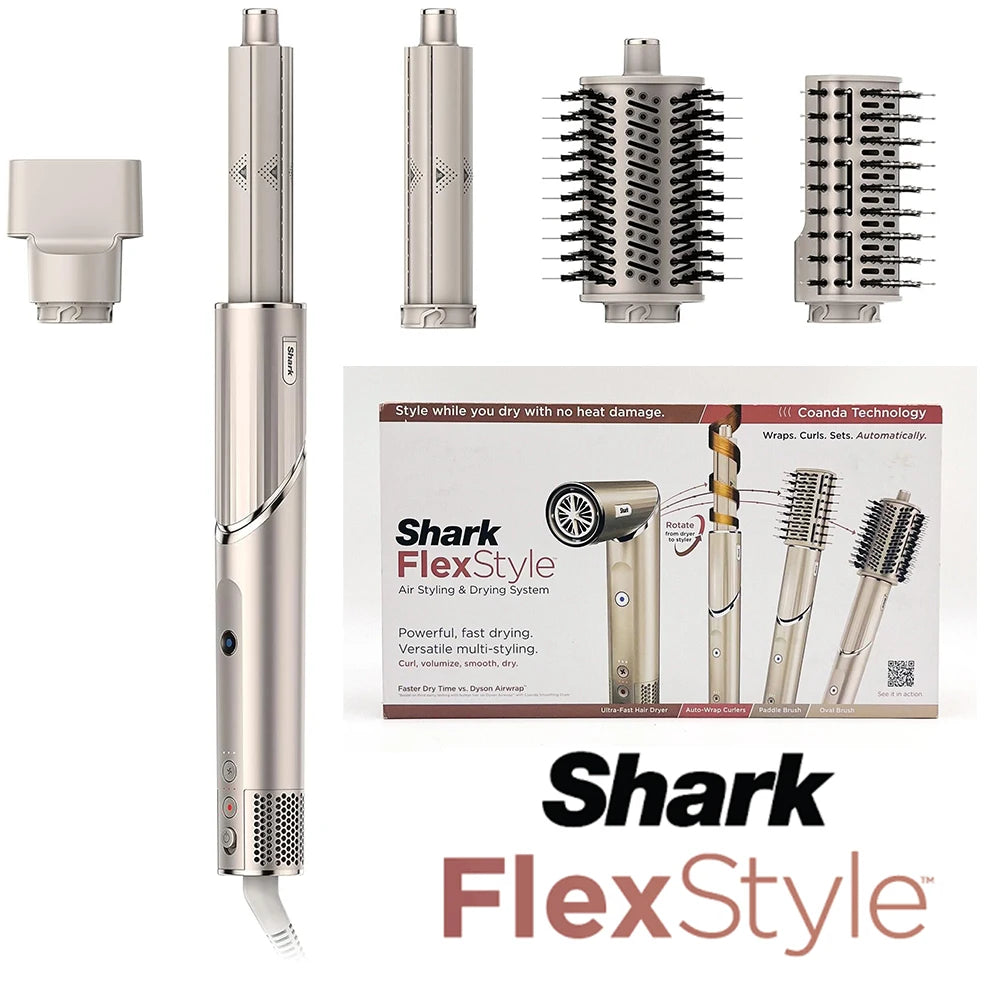 Shark HD430 FlexStyle Negative Ion Hair Dryer&Airwrap,Powerful Hair Dryer Brush & Multi-Styler with Auto-Wrap Curlers