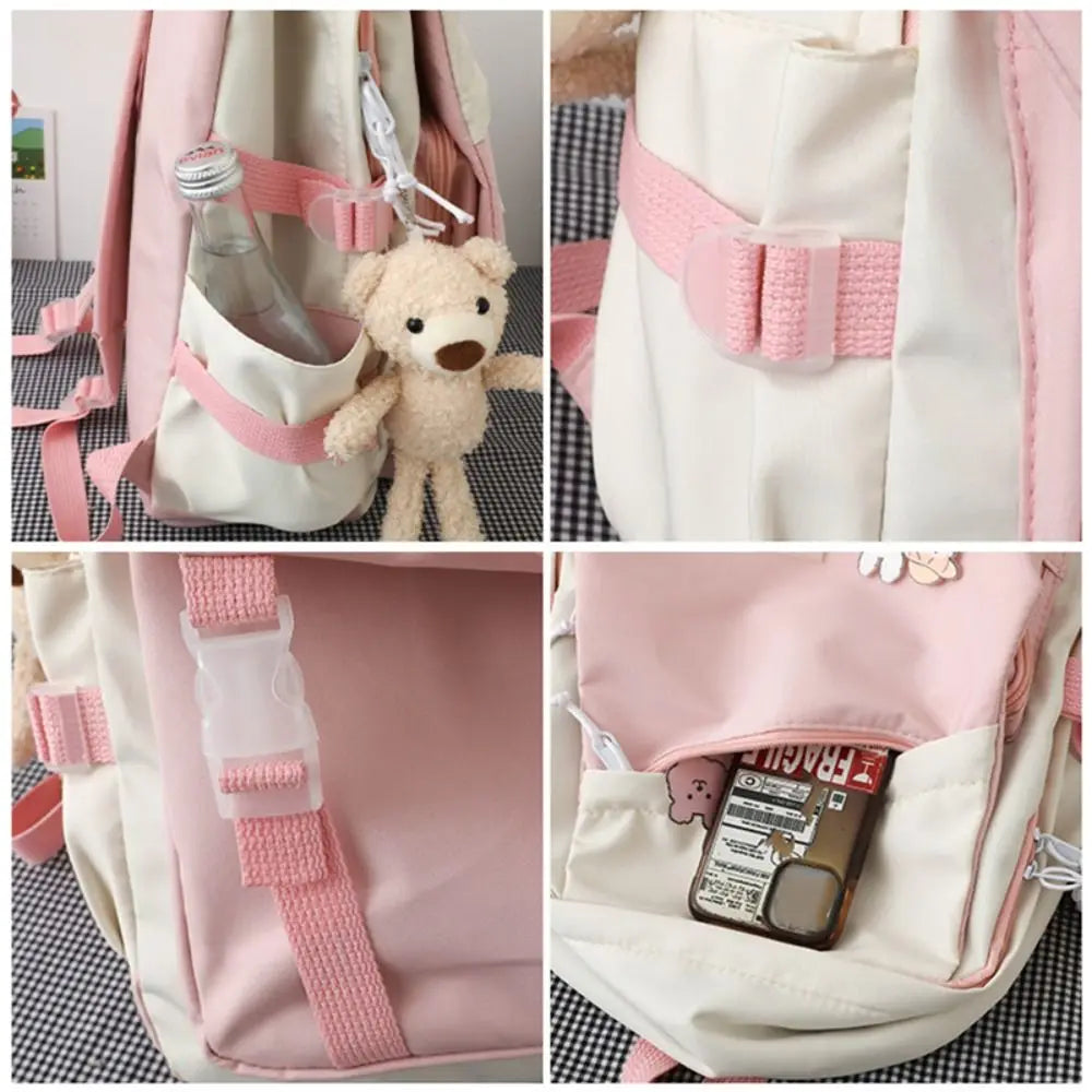 Waterproof Teenage Nylon Book Bag Large Capacity College Backpack Fashion School Bag Cute Girls Boys Travel Backbag College Bag