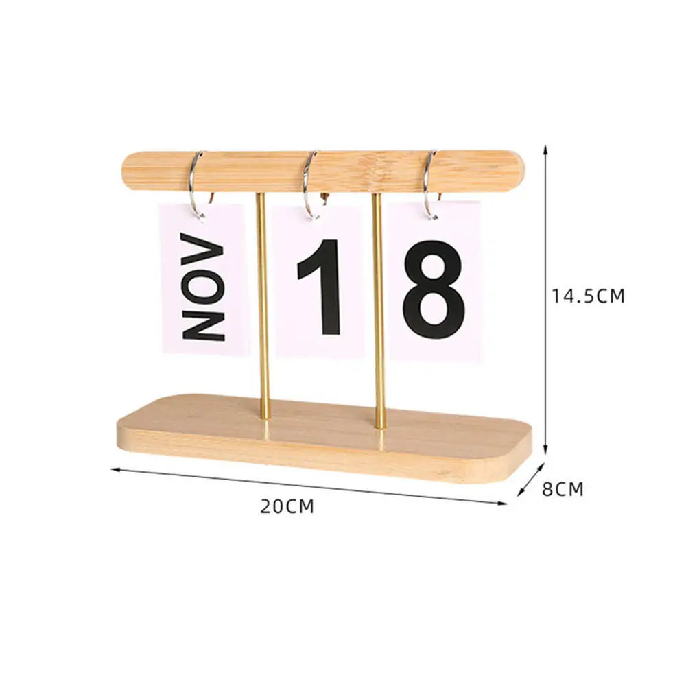 Modern Wooden Perpetual Calendar Flip Month Date Display Desktop Schedule Agenda Planner Home Decoration Office Ornament New