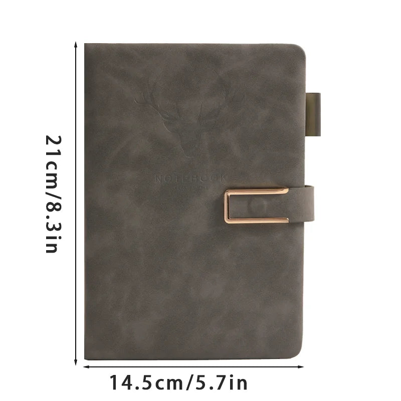 200pages A5 Leather Notebook with Leather Notebook Cover, Personalized Soft Cover and Bookmark, Perfect for Business, Meeting