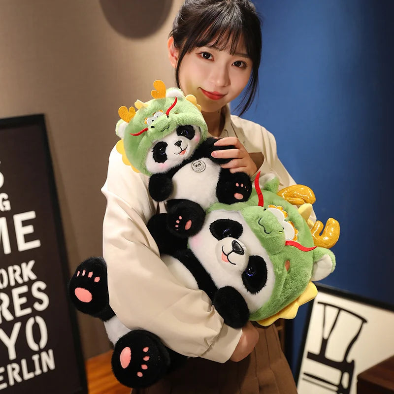 Promotion Kawaii Green  Jointed Bear Cosplay Panda Doll Plush Toy Cartoon  Animal Plushie Throw Pillow Birthday Gift Home Decor