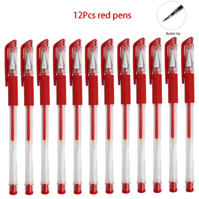 12/100 Pcs Ballpoint Pen + Refill Set Black Blue Red Ink Bullet 0.5mm Gel Pen School&Office Supplies Stationery Writing Tool