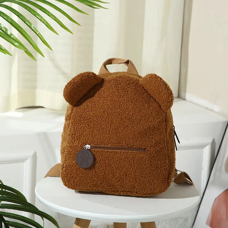 Plush Backpack Cute Little Bear Ear Backpack Large Capacity Cartoon Student Backpack