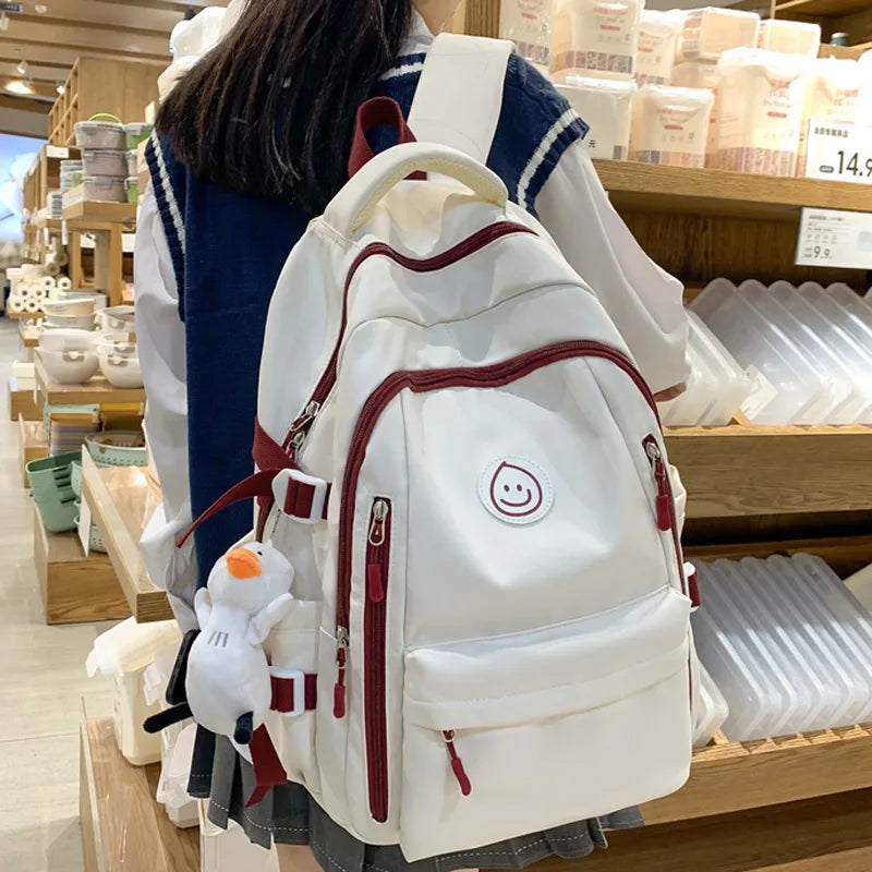 2024 Large Female Cute College Backpack Girl Travel Book Backpack Nylon Fashion Ladies Leisure Bag Women Laptop Men School Bags