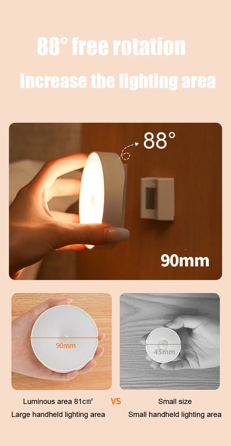 Xiaomi Night Lamp With Motion Sensor Night Light Rechargeable Wireless Led 360 Rotating Magnetic For Kitchen Room Bedside Table