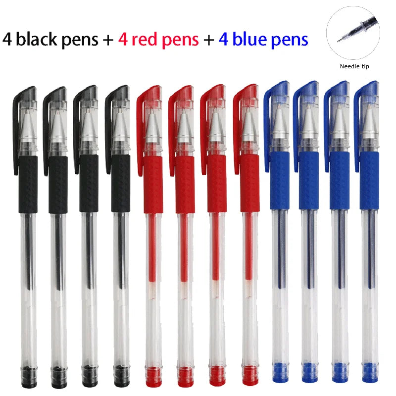 12/100 Pcs Ballpoint Pen + Refill Set Black Blue Red Ink Bullet 0.5mm Gel Pen School&Office Supplies Stationery Writing Tool