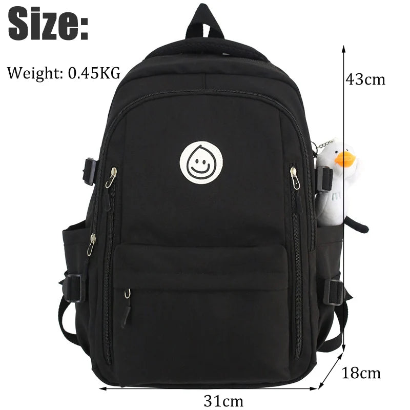 2024 Large Female Cute College Backpack Girl Travel Book Backpack Nylon Fashion Ladies Leisure Bag Women Laptop Men School Bags