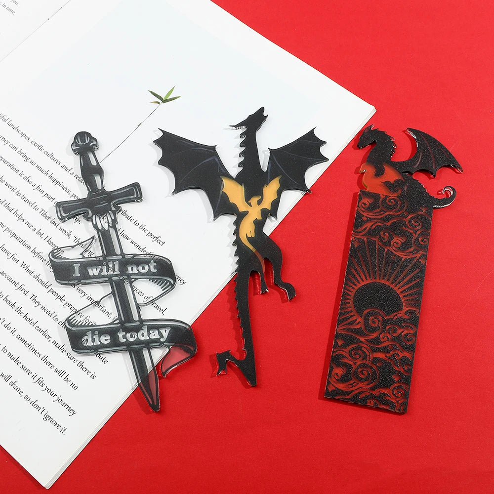 Anime Black Dragon Bookmarks Collection Gift for Book Lovers Acrylic Book Mark for Men Women Teacher Friend Kid Marker Reading