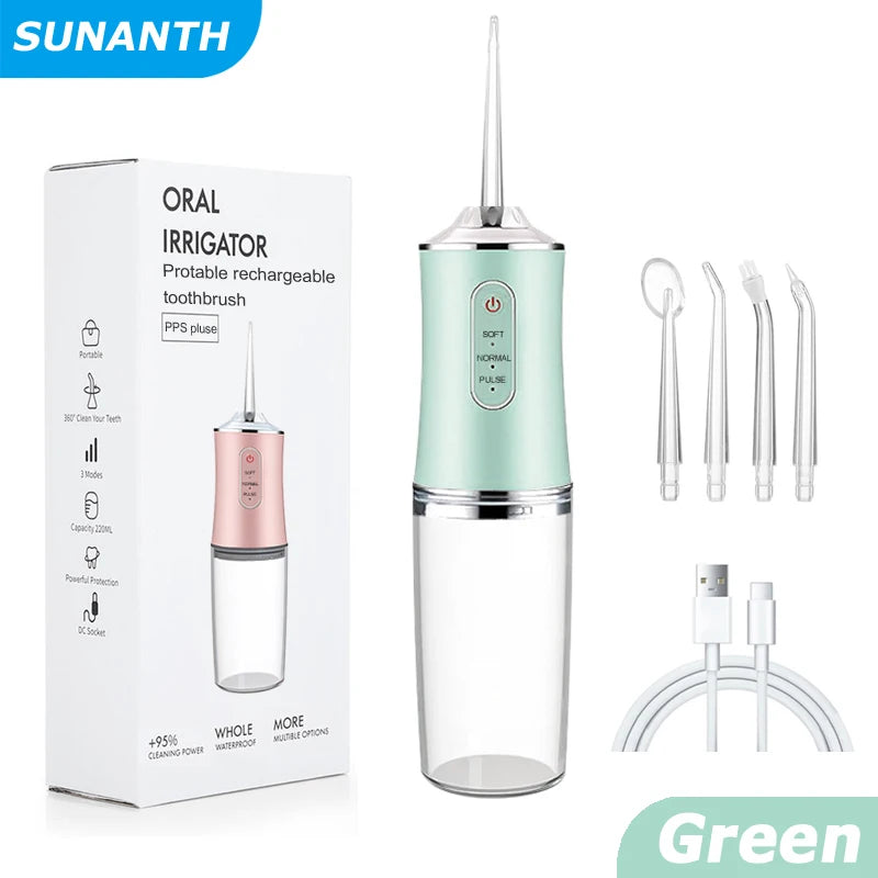 Electric Oral Irrigator Portable Dental Water Flosser Teeth Cleaner Mouth Washing Machine with 4 Jets Oral Hygiene Wireless