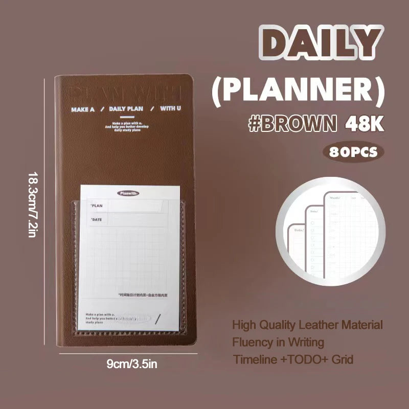 Daily Plan Self Discipline Cardboard Portable Schedule Time Management Task List Notebook Diary Student Office Use