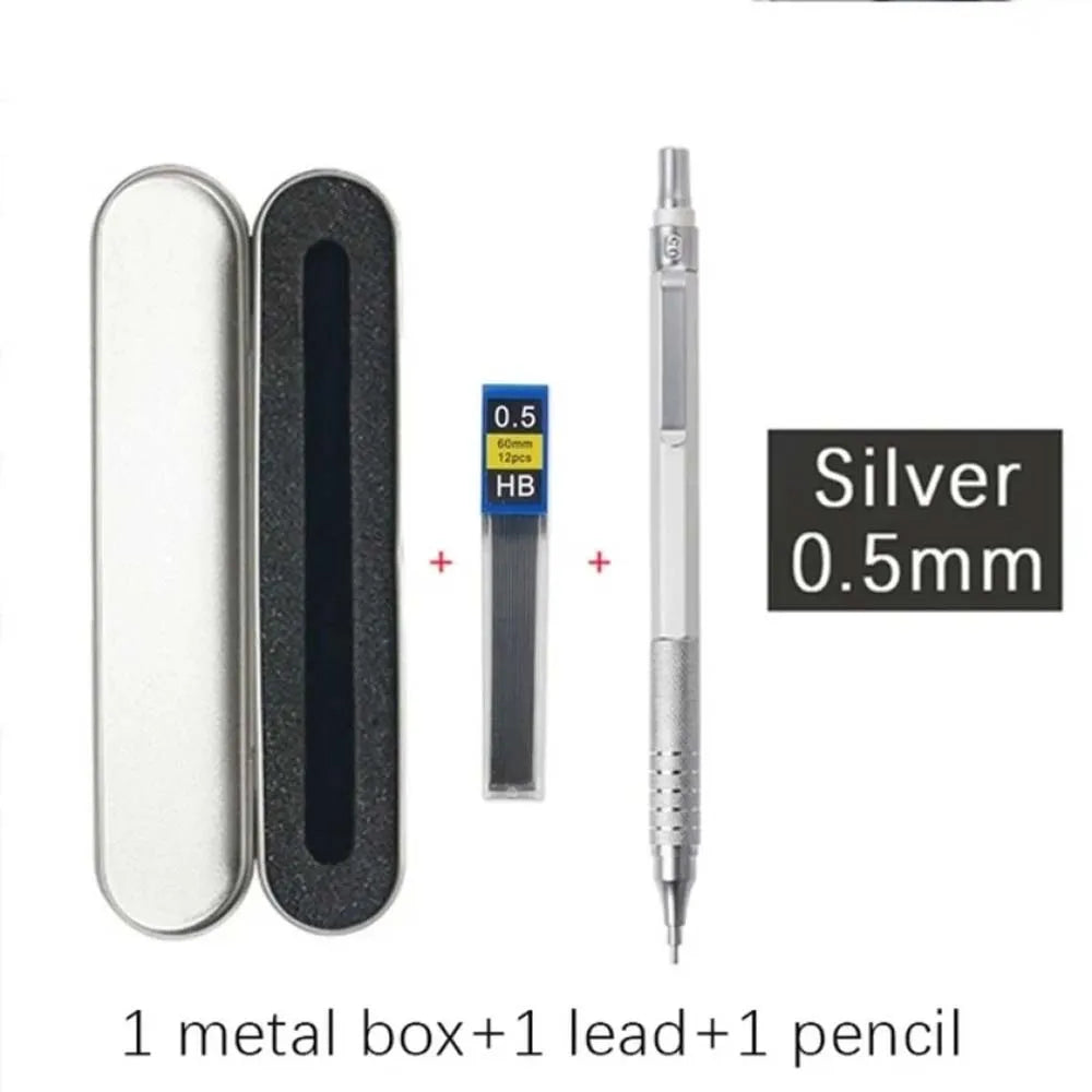 High Quality Metal Mechanical Pencil Set, 0.5 0.7  mm Mechanical Pencil, Suitable for Drawing, Office