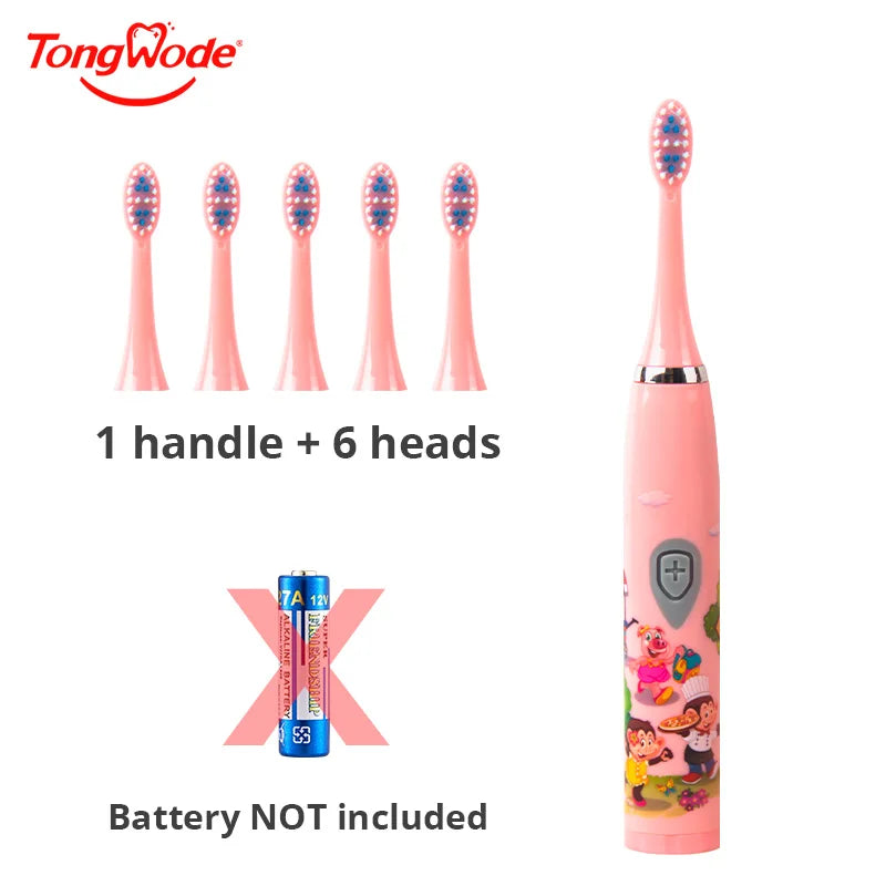 Children Sonic Electric Toothbrush Colorful Cartoon For Kids USB Rechargeable Soft Automatic Waterproof With Replacement Head