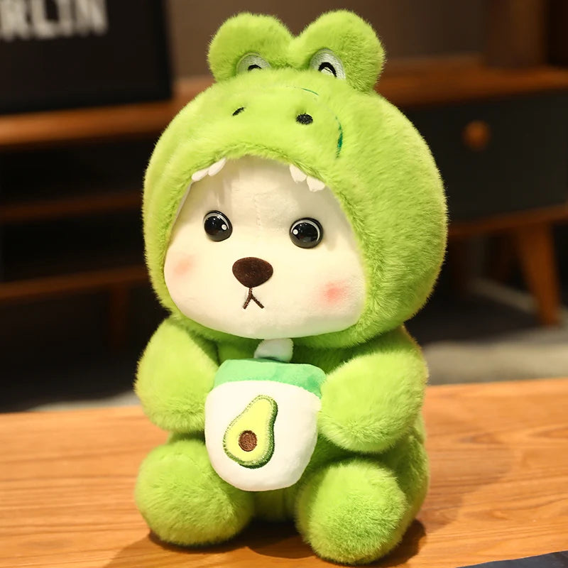 Promotion Kawaii Green  Jointed Bear Cosplay Panda Doll Plush Toy Cartoon  Animal Plushie Throw Pillow Birthday Gift Home Decor