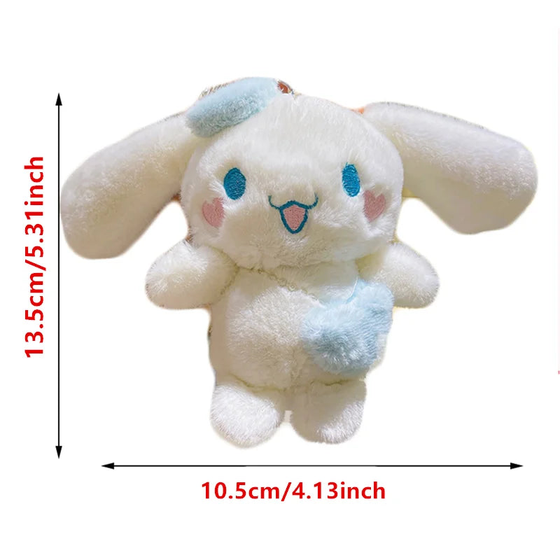 Sanrio Cinnamoroll Plush Doll Keychain Cartoon Soft Stuffed Plushies Key Ring Bag Pendant Girl Gift Kids Toys