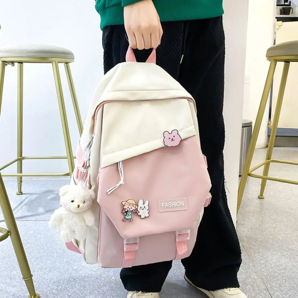 Waterproof Teenage Nylon Book Bag Large Capacity College Backpack Fashion School Bag Cute Girls Boys Travel Backbag College Bag