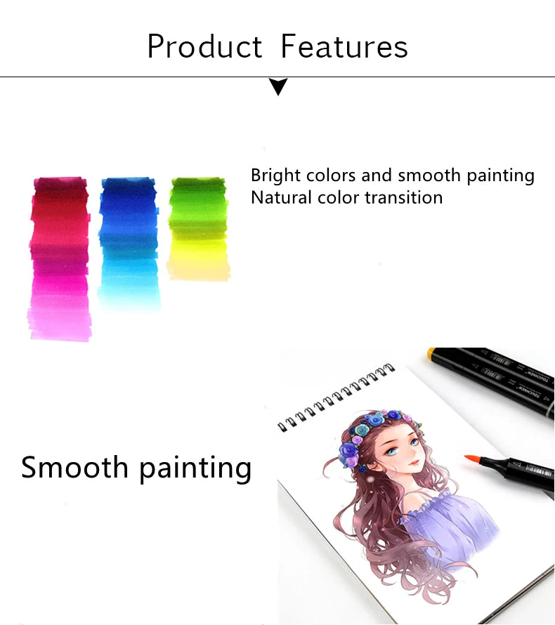 TOUCHNEW Sketching markers Soft brush Marker pen set  brush marker alcohol-based marker comic drawing animation art supplies