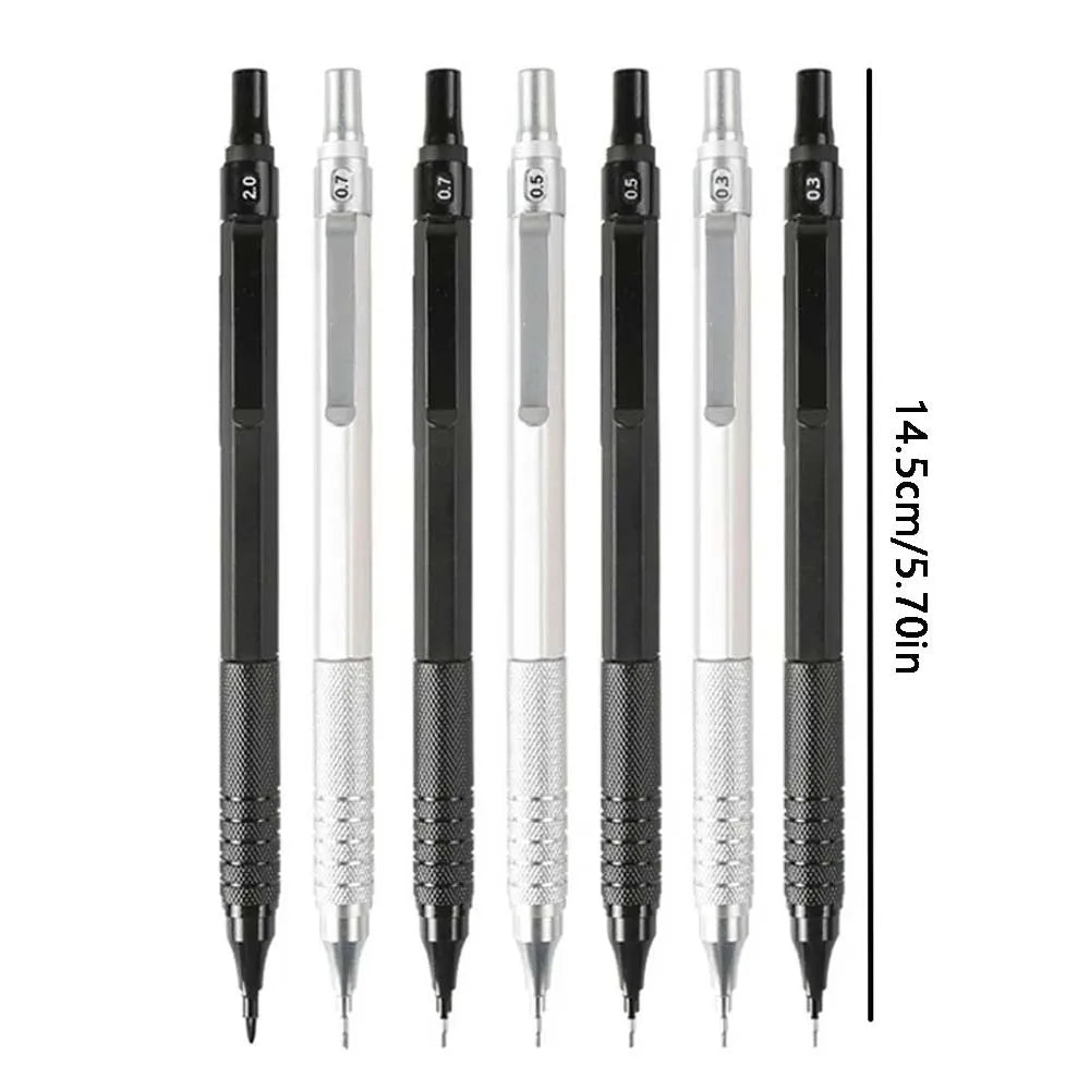 High Quality Metal Mechanical Pencil Set, 0.5 0.7  mm Mechanical Pencil, Suitable for Drawing, Office