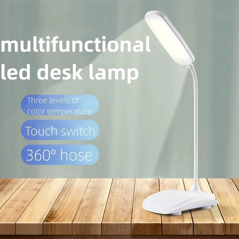 Portable Office Touch Dimming Table Lamp Rechargeable Battery LED Stand Bedroom Eye Protection Reading Desk Lamp Small Book Lamp