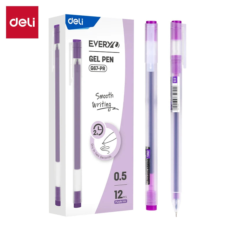 Deli 12Pcs/Set Gel Pen School Pens Set Pen 0.5MM Color Ink Stationery Student SuppliesWater-based Pen Writing Painting Tools