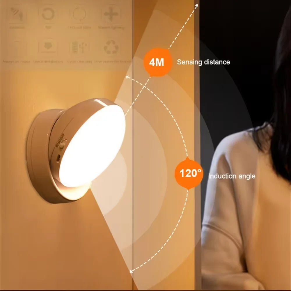 Xiaomi Night Lamp With Motion Sensor Night Light Rechargeable Wireless Led 360 Rotating Magnetic For Kitchen Room Bedside Table