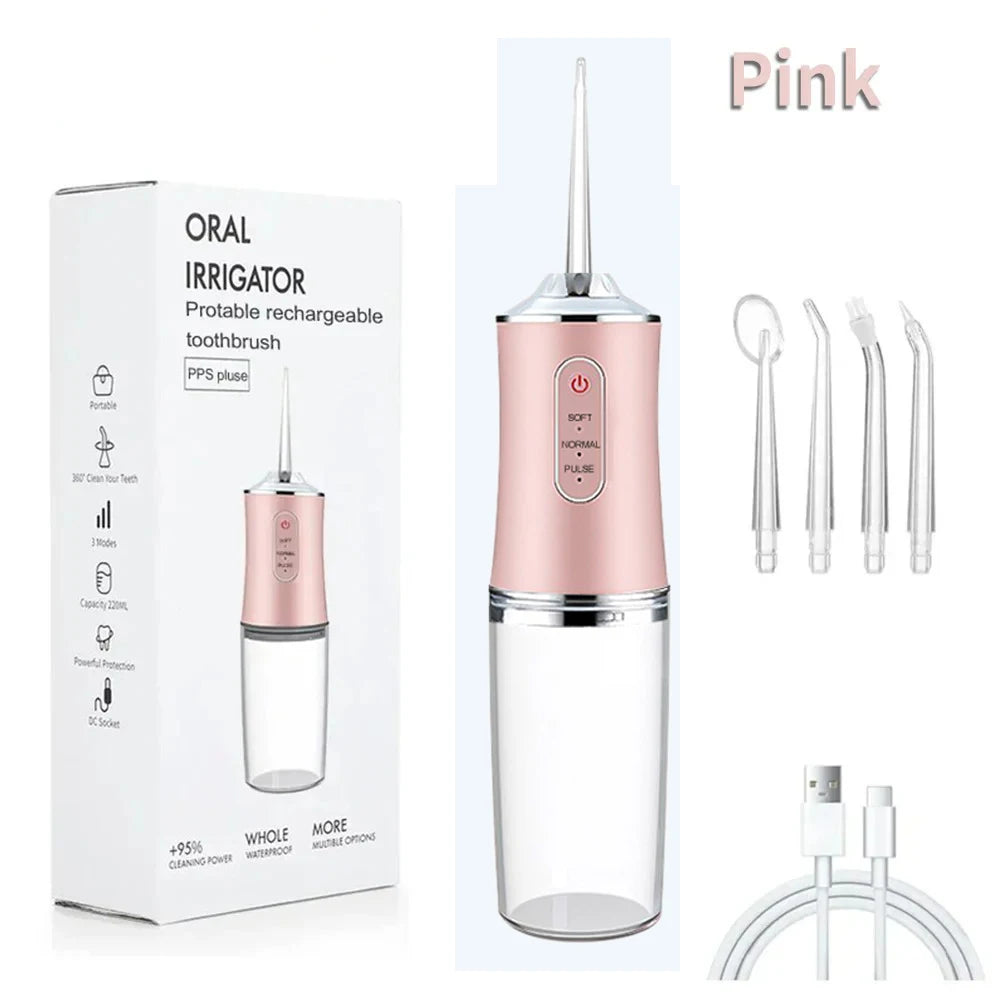 Electric Oral Irrigator Portable Dental Water Flosser Teeth Cleaner Mouth Washing Machine with 4 Jets Oral Hygiene Wireless