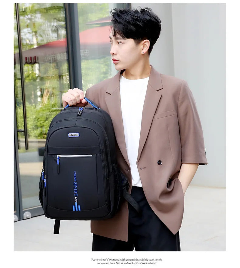 Backpack Men's Women's Oxford Cloth Backpack High Capacity Junior High School Student Schoolbag Men's Travel Backpack