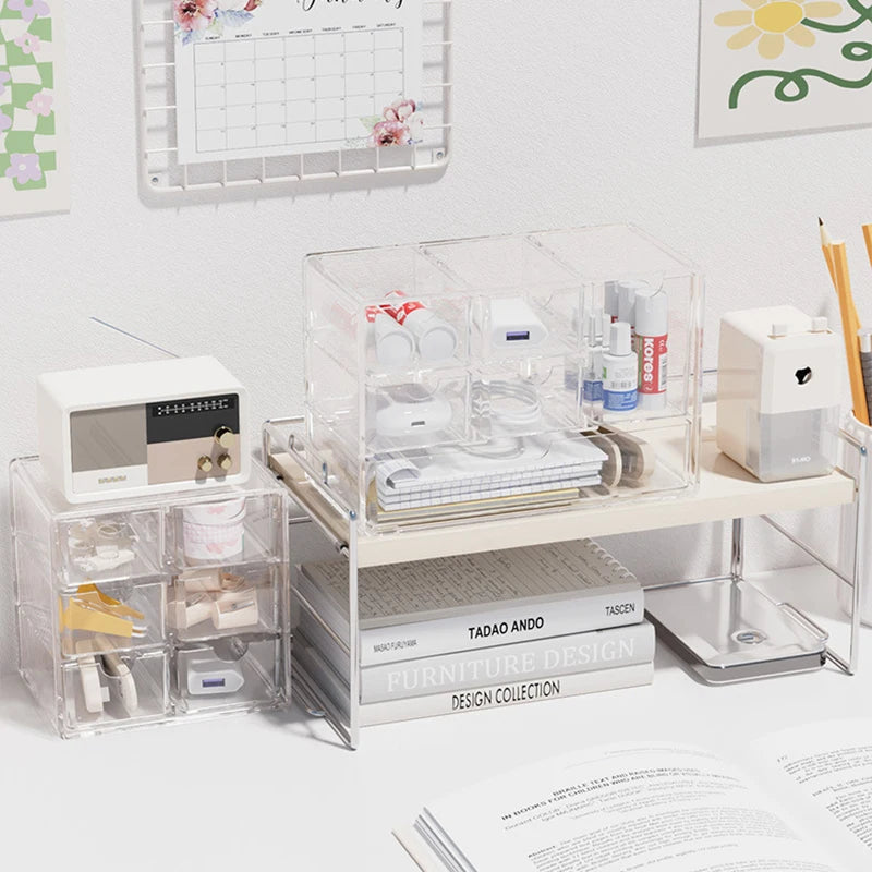 Bview Art Desktop Cabinet Organizer Transparent Drawer Divider Pencil Cabinet Student Office Desk Stationery Organizer Box Shelf