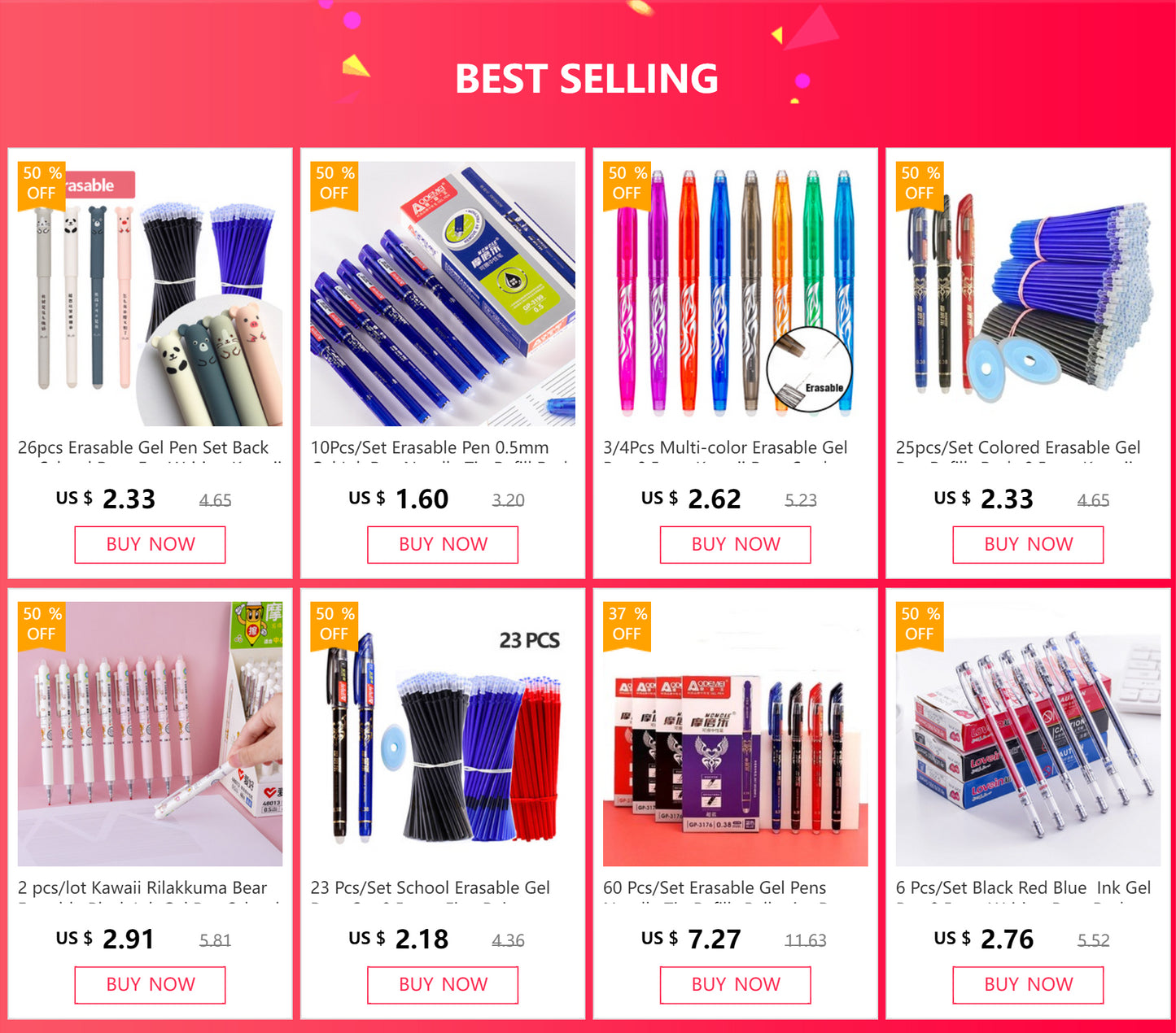 26pcs Erasable Gel Pen Set Back to School Pens For Writing Kawaii School Supplies Stationery Cheap Items with Free Shipping