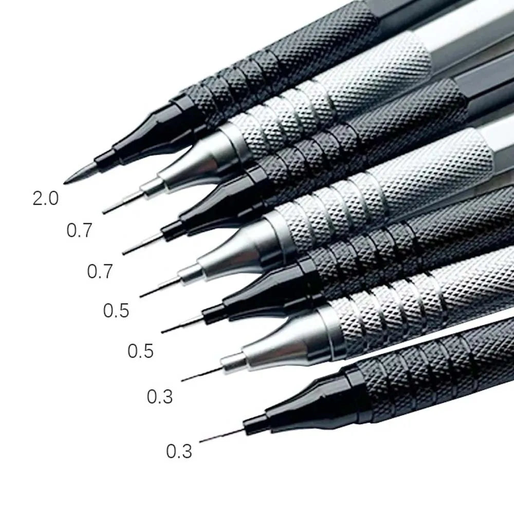 High Quality Metal Mechanical Pencil Set, 0.5 0.7  mm Mechanical Pencil, Suitable for Drawing, Office